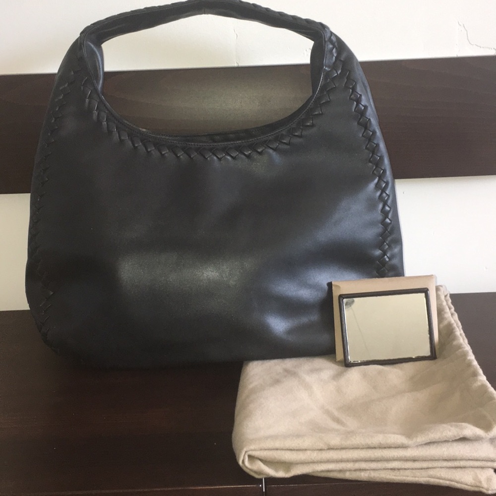 Bottega Veneta black leather hobo